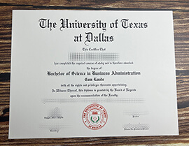 Make University of Texas at Dallas diploma.