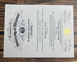 Fake University of Missouri diploma.