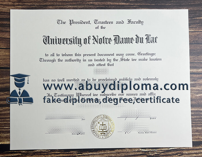 Buy University of Notre Dame du Lac fake diploma, Make Notre Dame diploma.