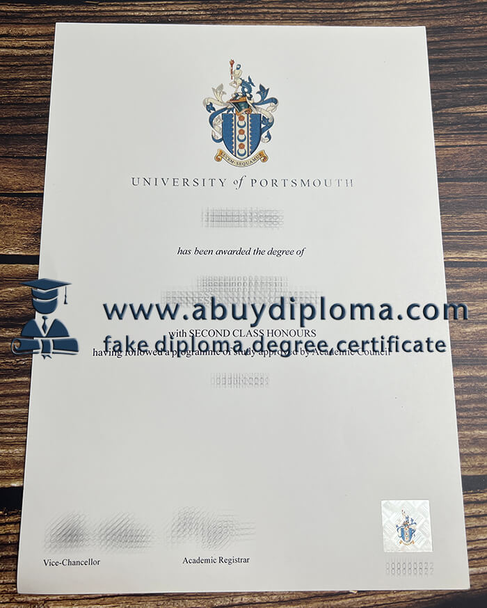 Buy University of Portsmouth fake diploma.