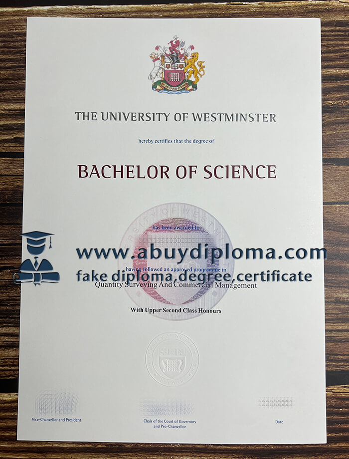 Buy University of Westminster fake diploma.