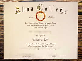 Purchase Alma College fake diploma online.