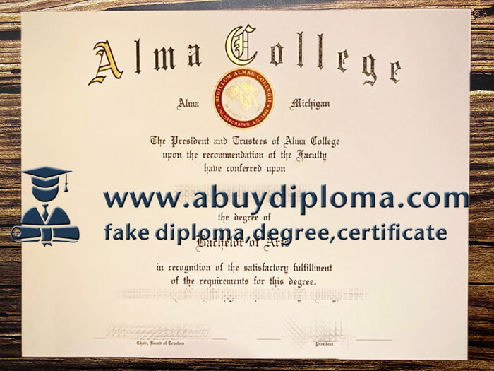 Fake Alma College diploma, Make Alma College diploma.