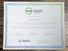 Fake Certified Information Security Manager diploma.