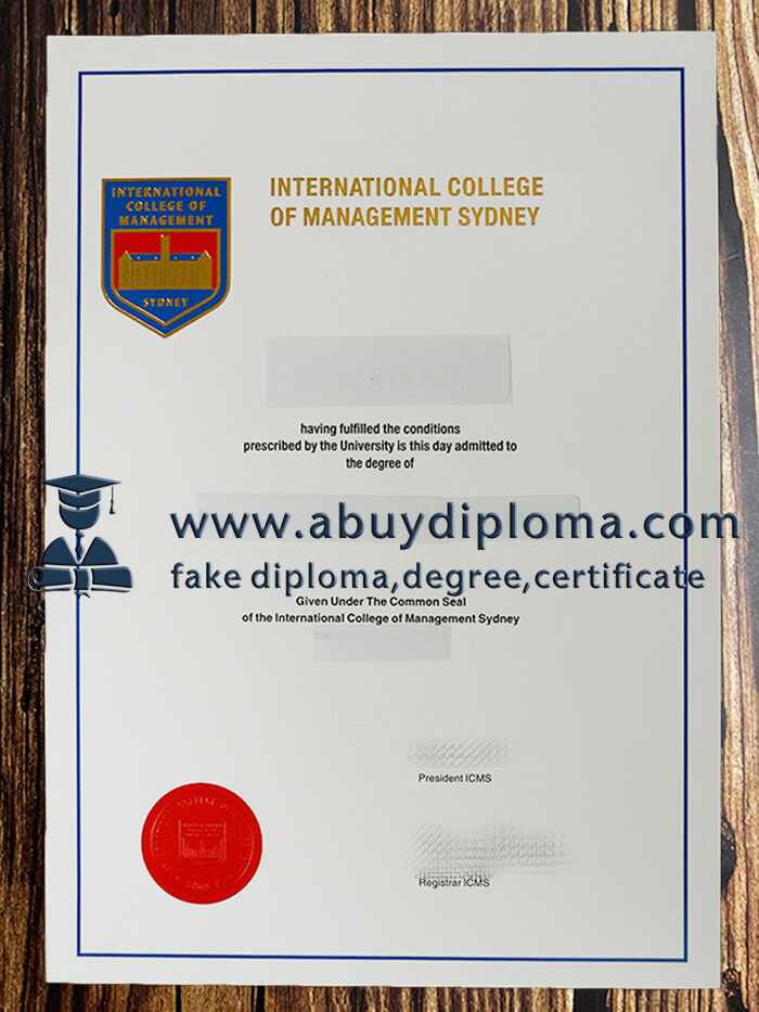 Buy International College of Management Sydney fake diploma.