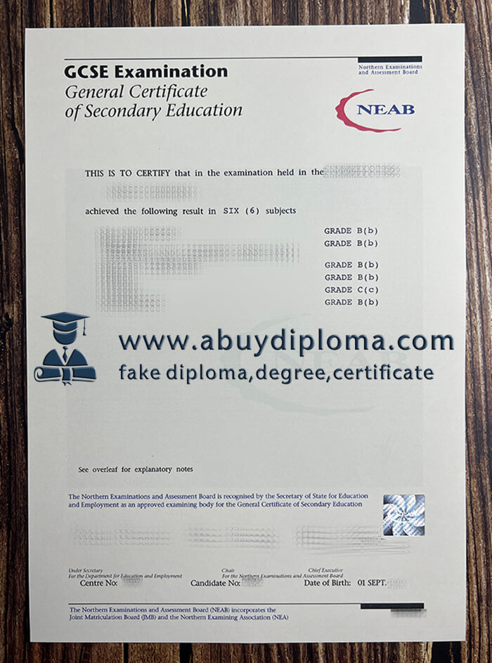 Buy Northern Examinations and Assessment Board fake degree, Fake GCSE Examination degree.