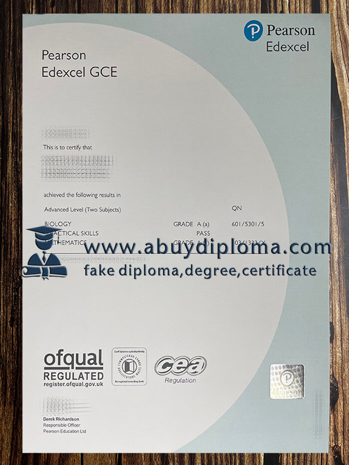 Buy Pearson Edexcel GCE fake diploma.