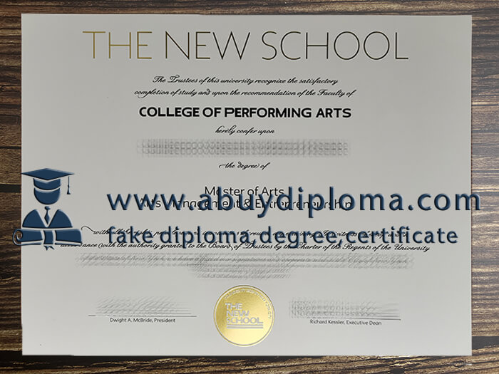 Buy The New School fake diploma, Make The New School diploma.