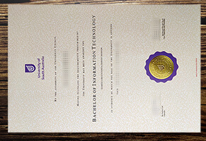 Fake University of South Australia diploma.