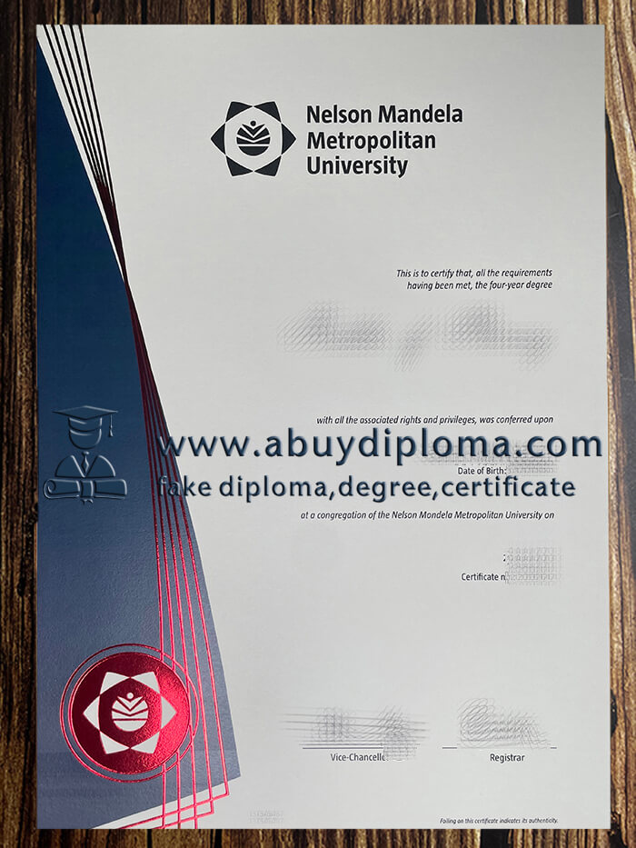Buy Nelson Mandela Metropolitan University fake diploma. Fake NMMU diploma.