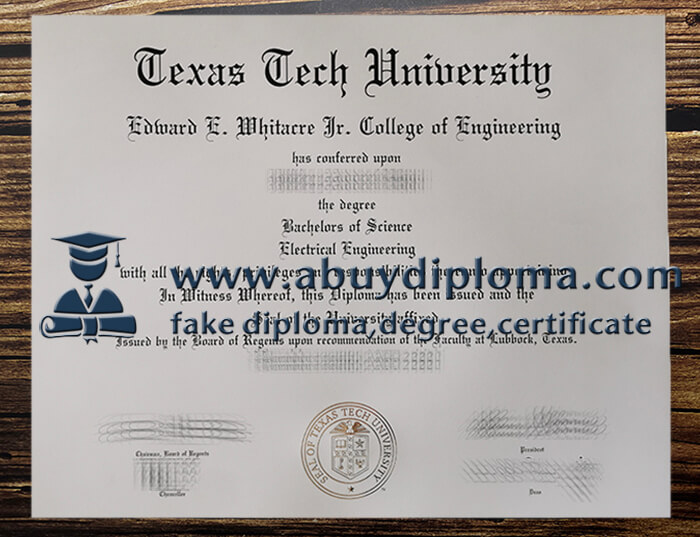 Fake TTU diploma, Make Texas Tech University diploma, Buy TTU fake diploma.