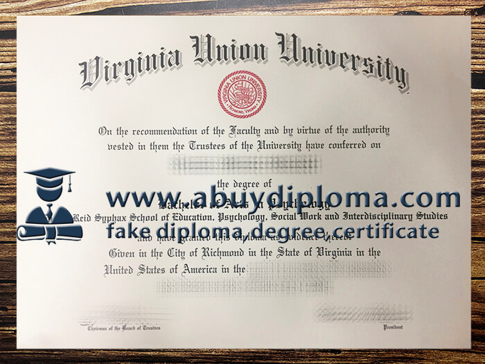 Fake Virginia Union University diploma.