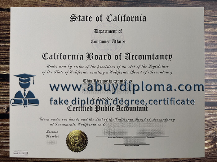 Buy California CPA fake diploma online.