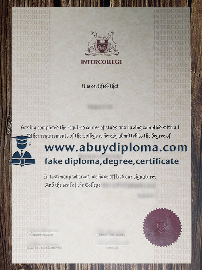 Buy Intercollege Cyprus fake diploma.