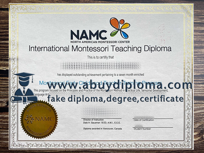 Buy North American Montessori Center fake diploma.