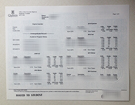 Fake Queen's University transcript online.