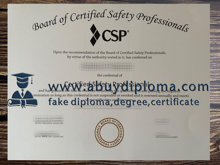Buy Board of Certified Safety Professionals fake diploma.