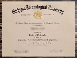 Fake Michigan Technological University diploma.