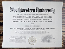 Fake Northwestern University diploma.