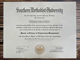 Fake Southern Methodist University diploma.