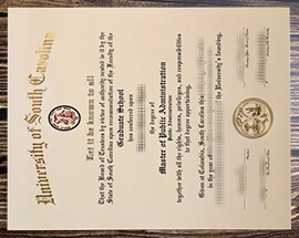 Fake University of South Carolina diploma.