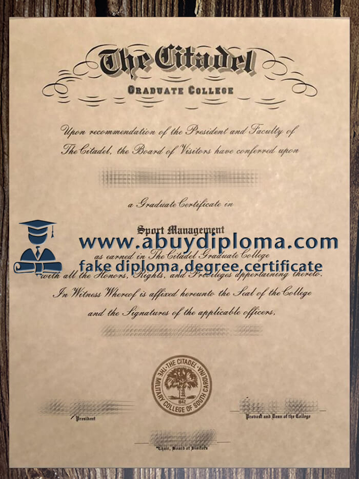 Buy The Citadel Graduate College fake diploma.