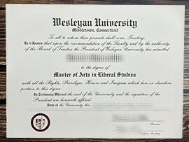 Fake Wesleyan University diploma.