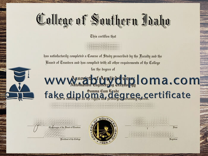 Buy College of Southern Idaho fake diploma.