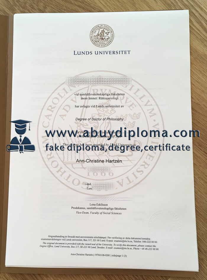 Buy Lunds Universitet fake diploma.
