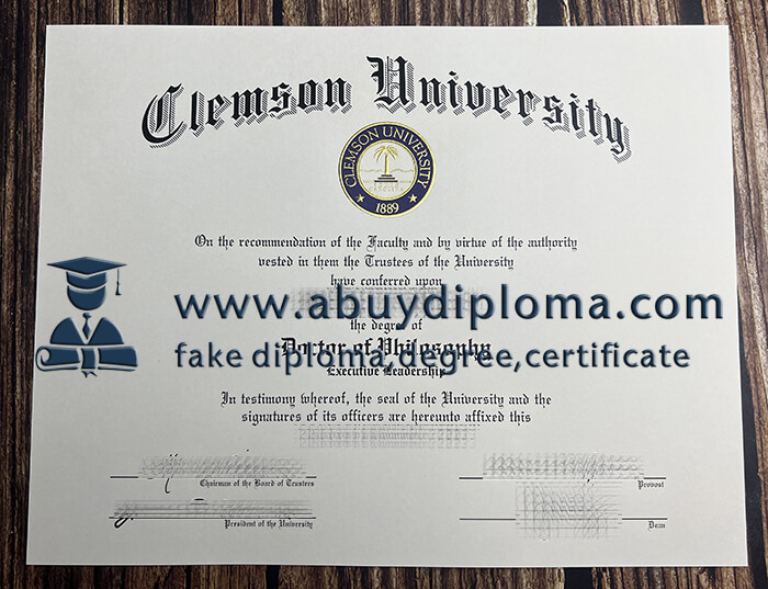 Buy Clemson University fake diploma online.
