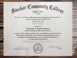 Fake Sinclair Community College diploma.