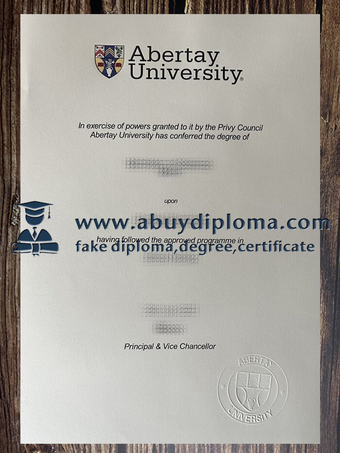 Buy Abertay University fake diploma.